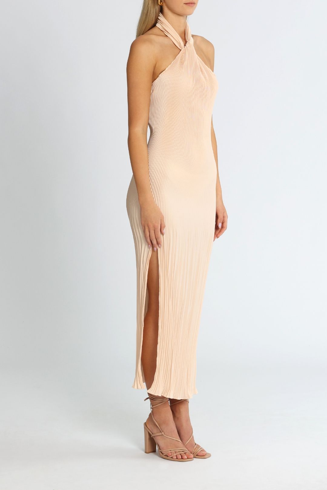 Lidee Soiree Halter Gown Pearl Leg Split