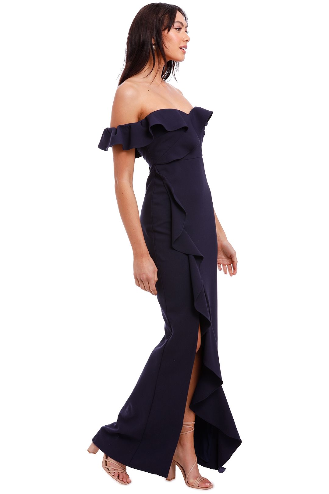 Likely NYC Miller Gown Navy Ruffle