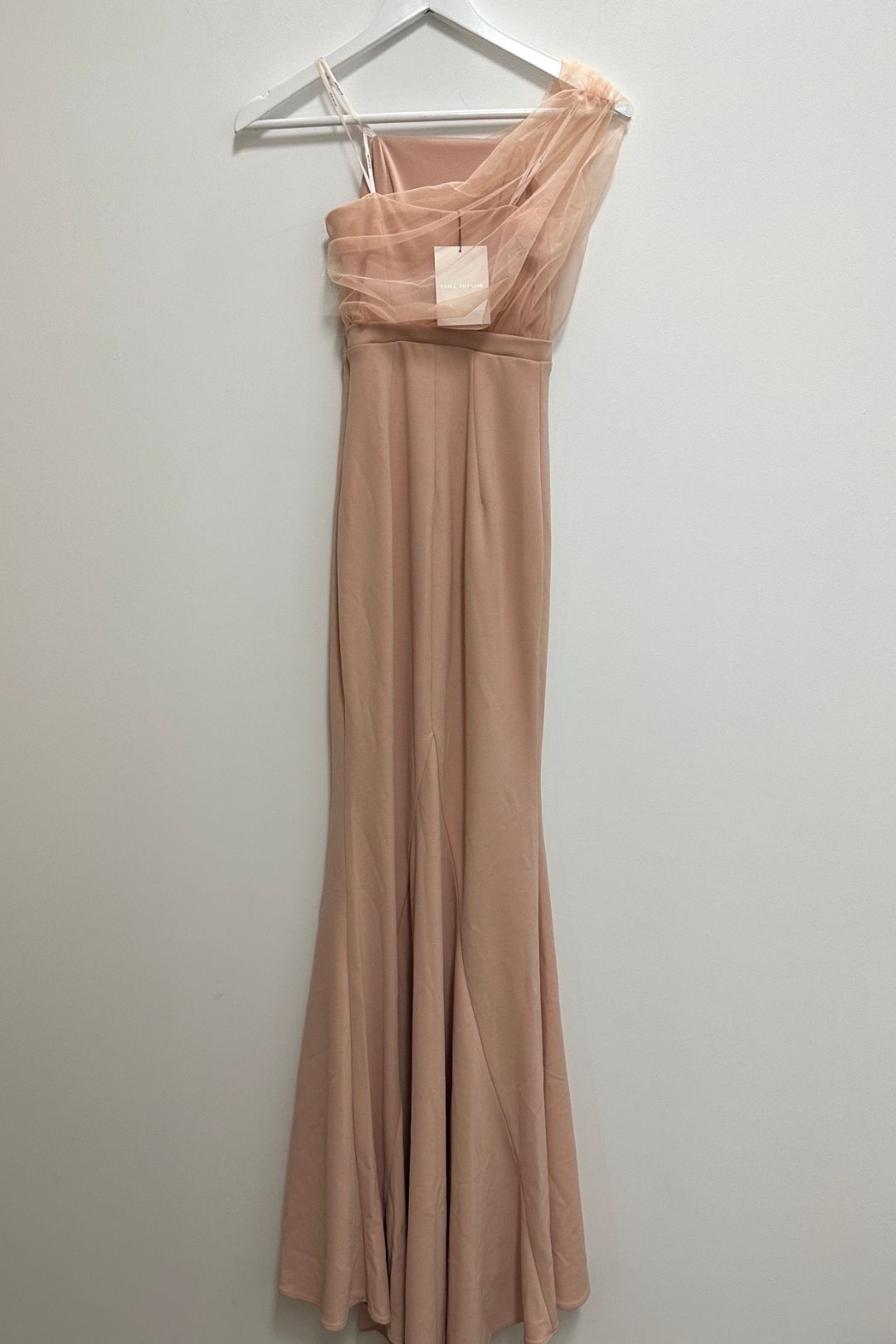 Love Honor Livia One Shoulder Gown in Rose Quartz