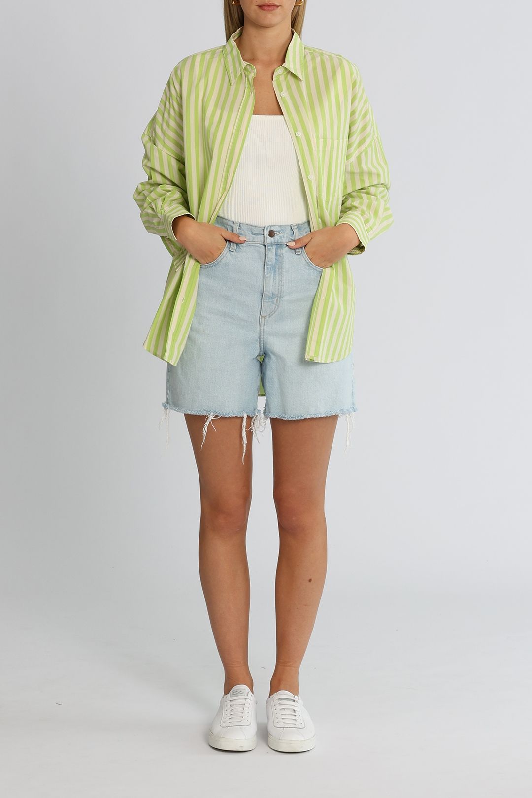 LMND Chiara Shirt Stripe Green Glow