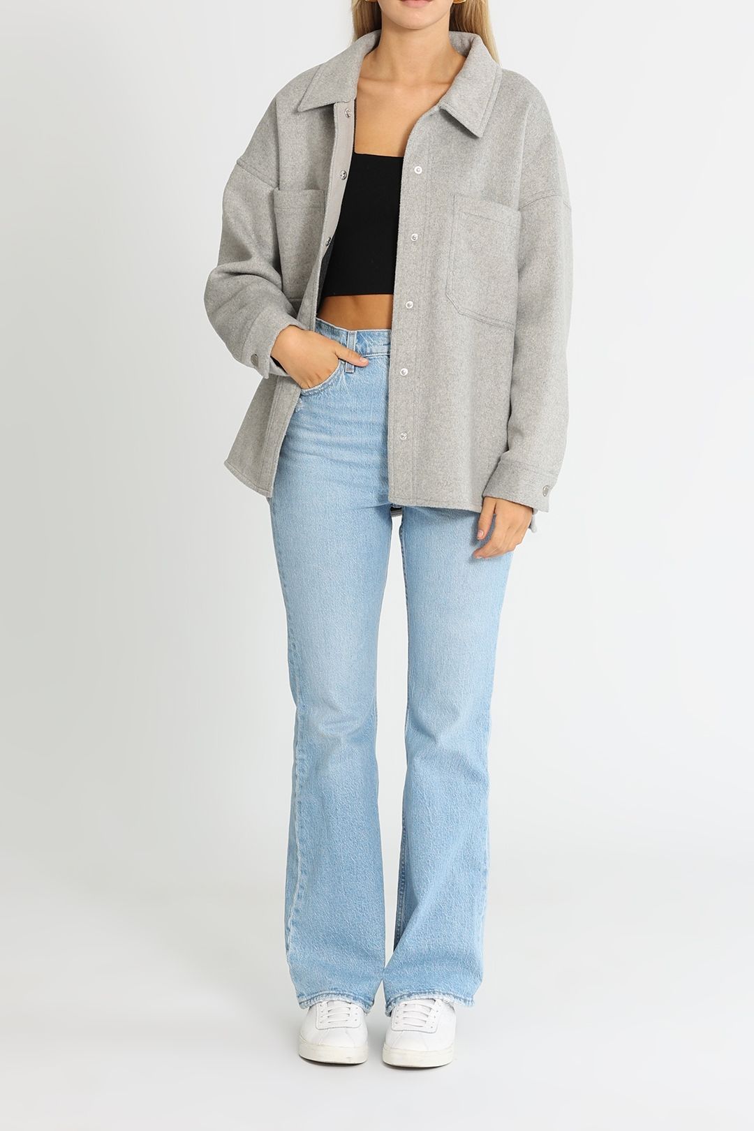LMND Diaz Shacket Felt Grey