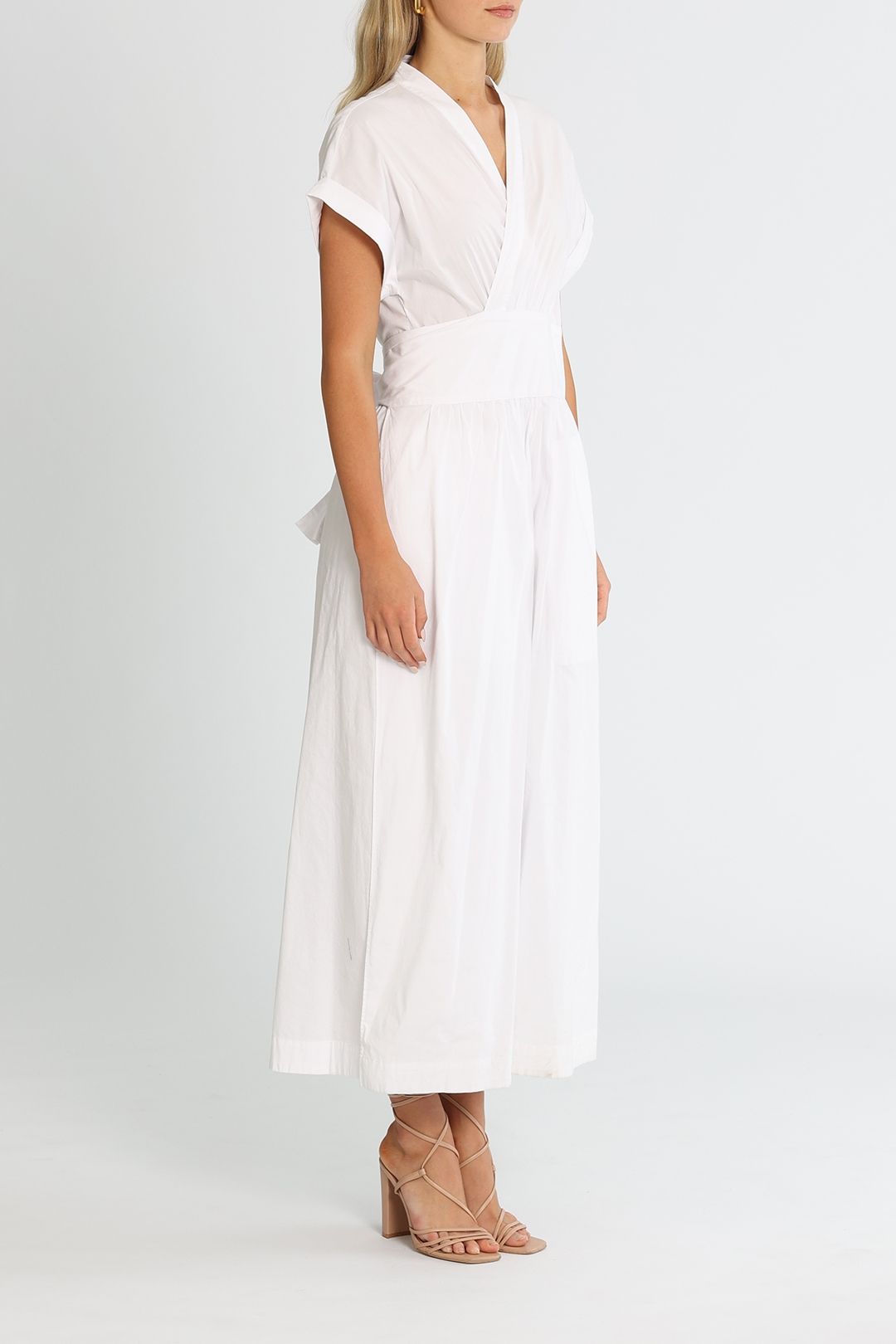 Hire Playa Short Sleeve Dress in White LMND GlamCorner