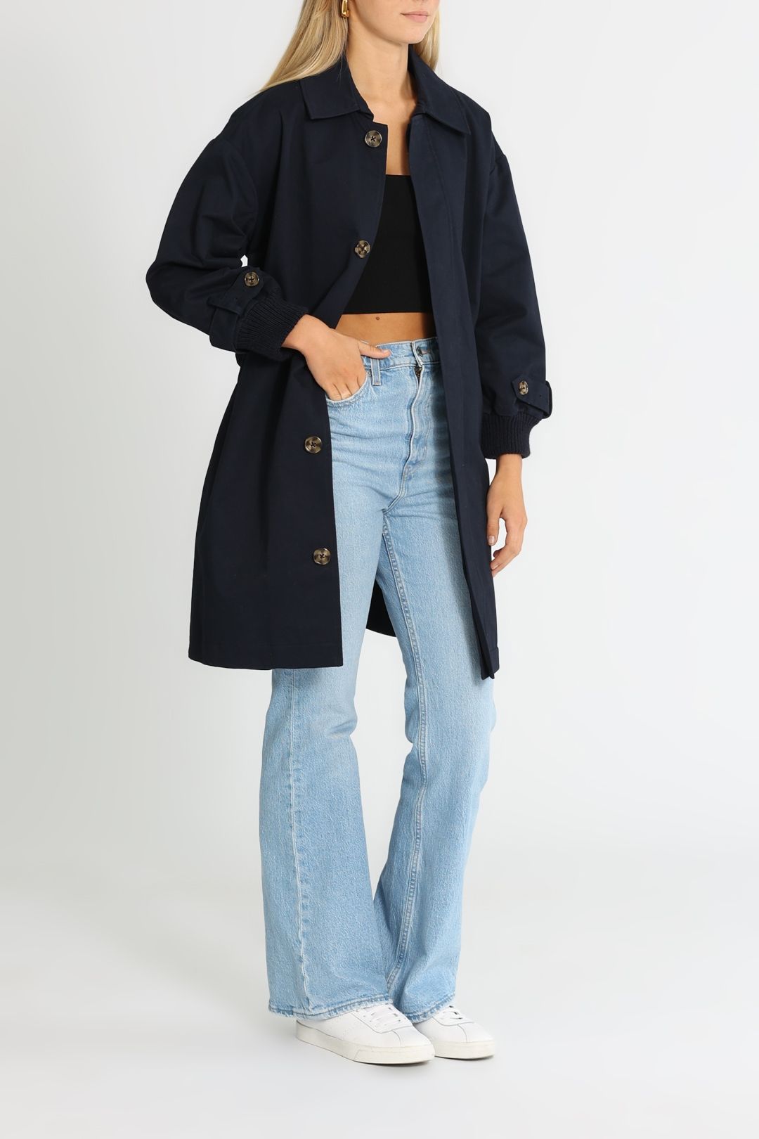 LMND The Ooo Trench Navy Collared