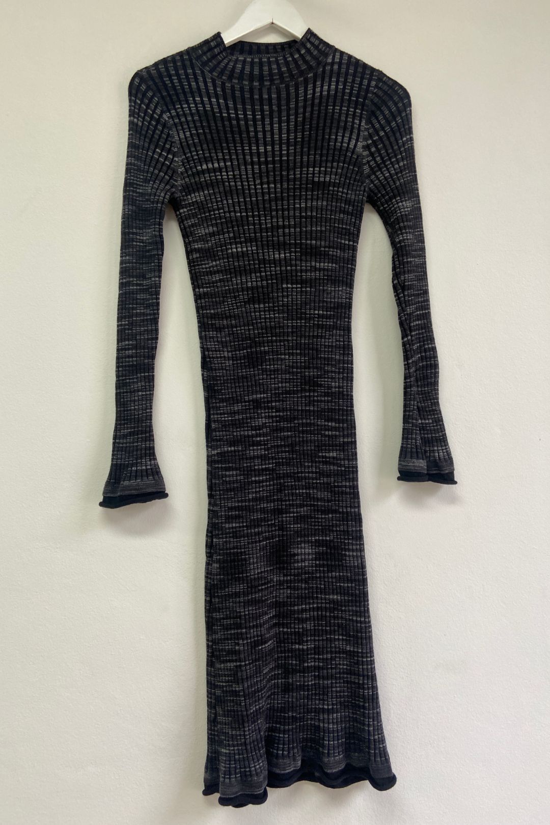 Long Knit Pencil Dress in Black