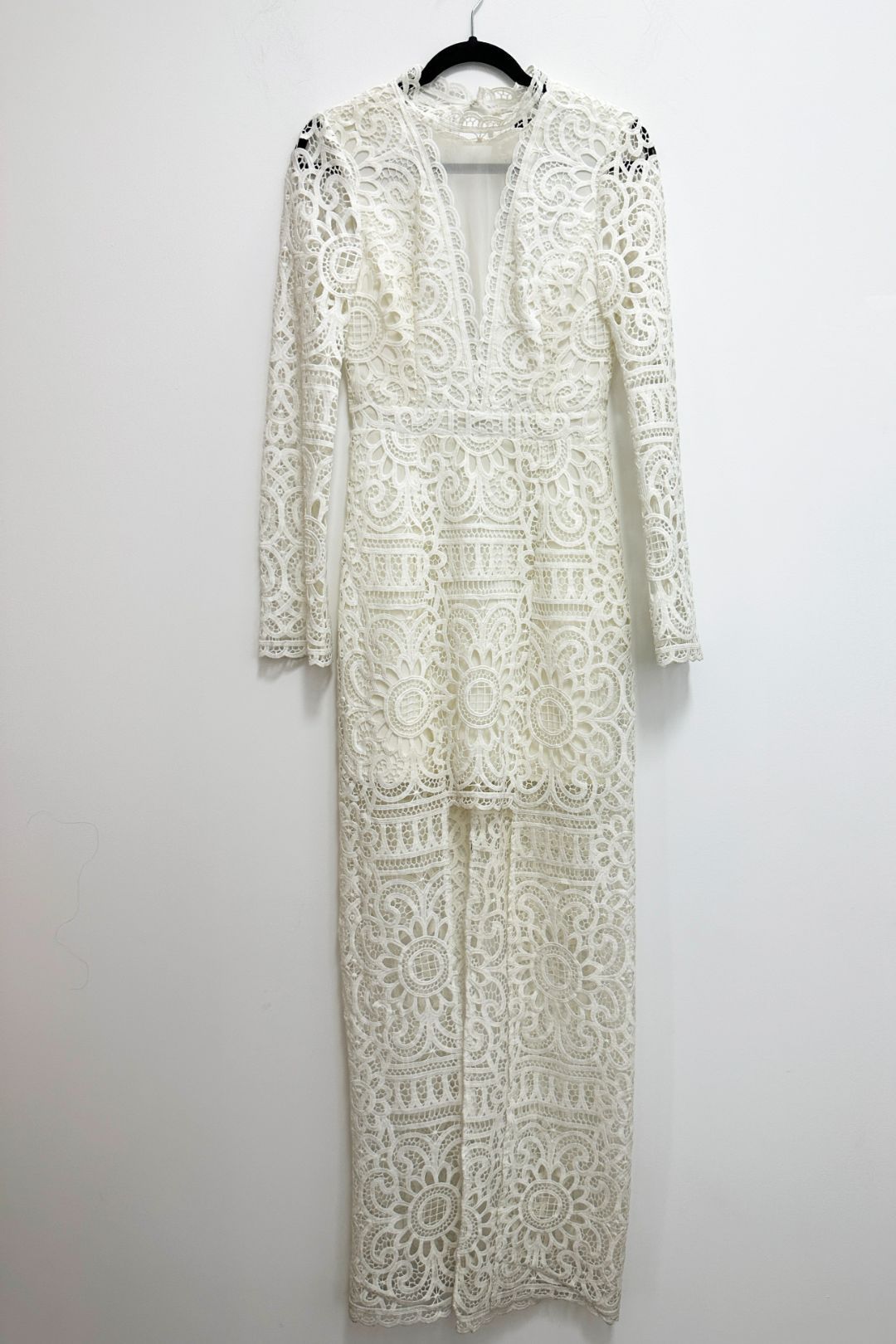 Grace and Hart Long Sleeve White Lace Formal Dress