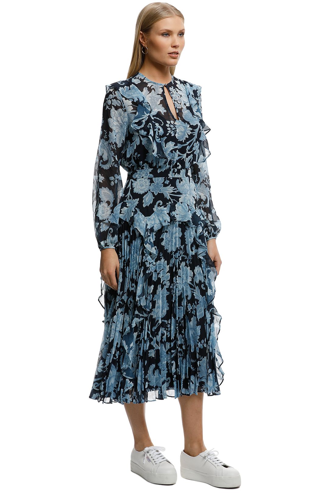 lover florence pleat midi dress