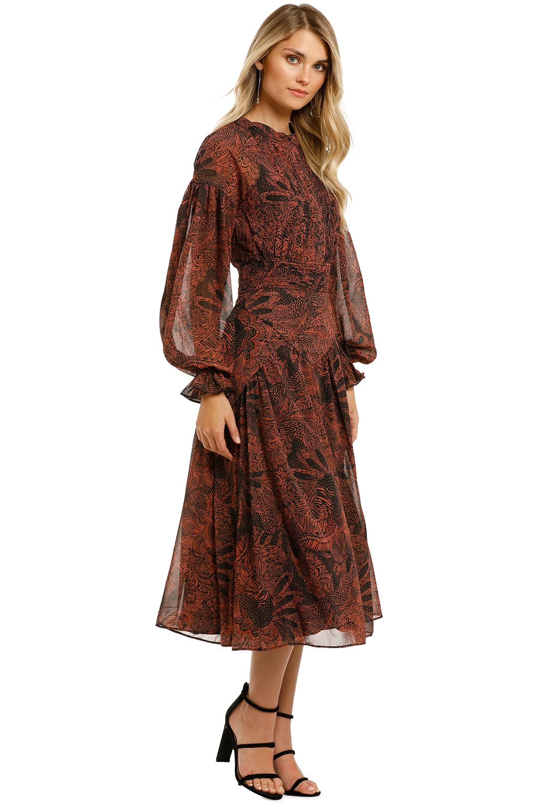 Lover-Lonesome-Dove-Pintuck-Midi-Dress-Black-Side