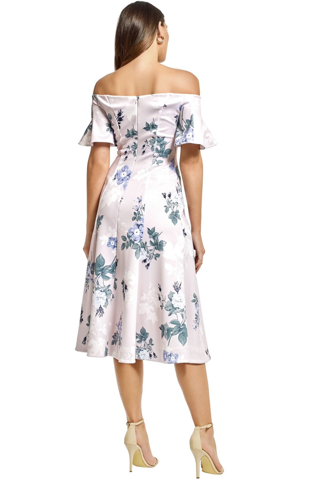 Lover - Petunia Off Shoulder Midi Dress - Pearl - Back