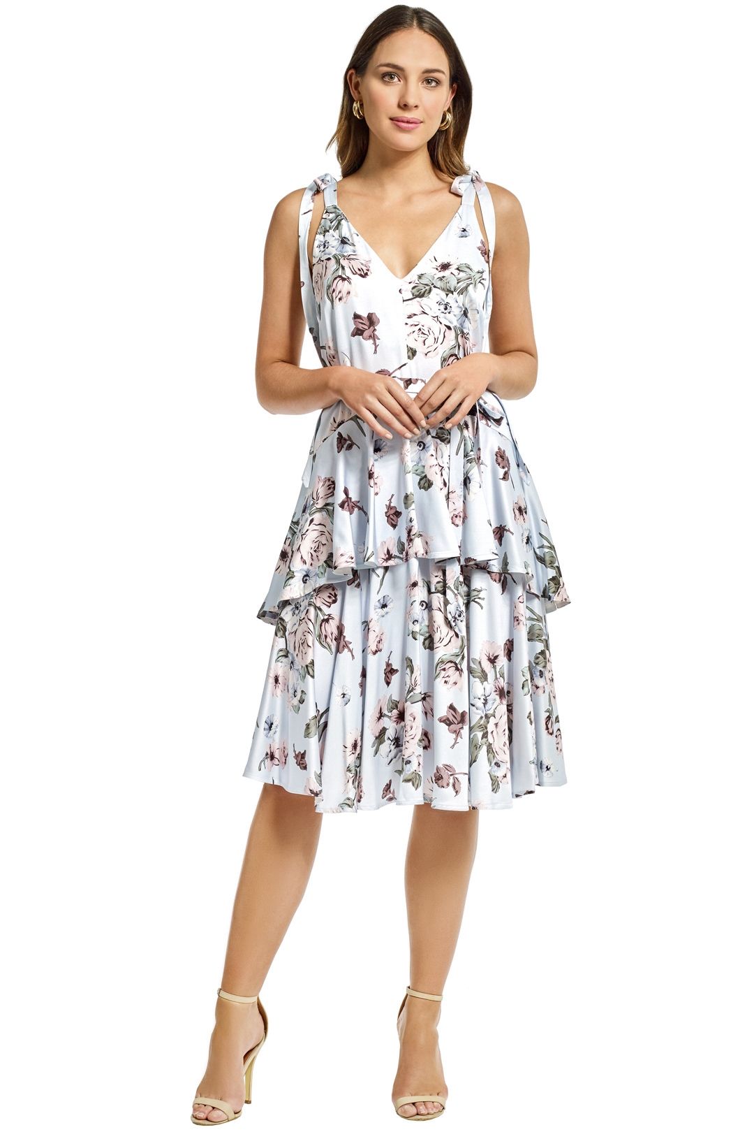 Lover - Posy Satin Dress - Blue - Front