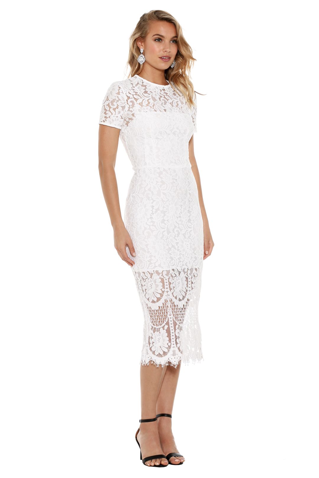 Lover - Snow Lace Sheath Dress - White - Side
