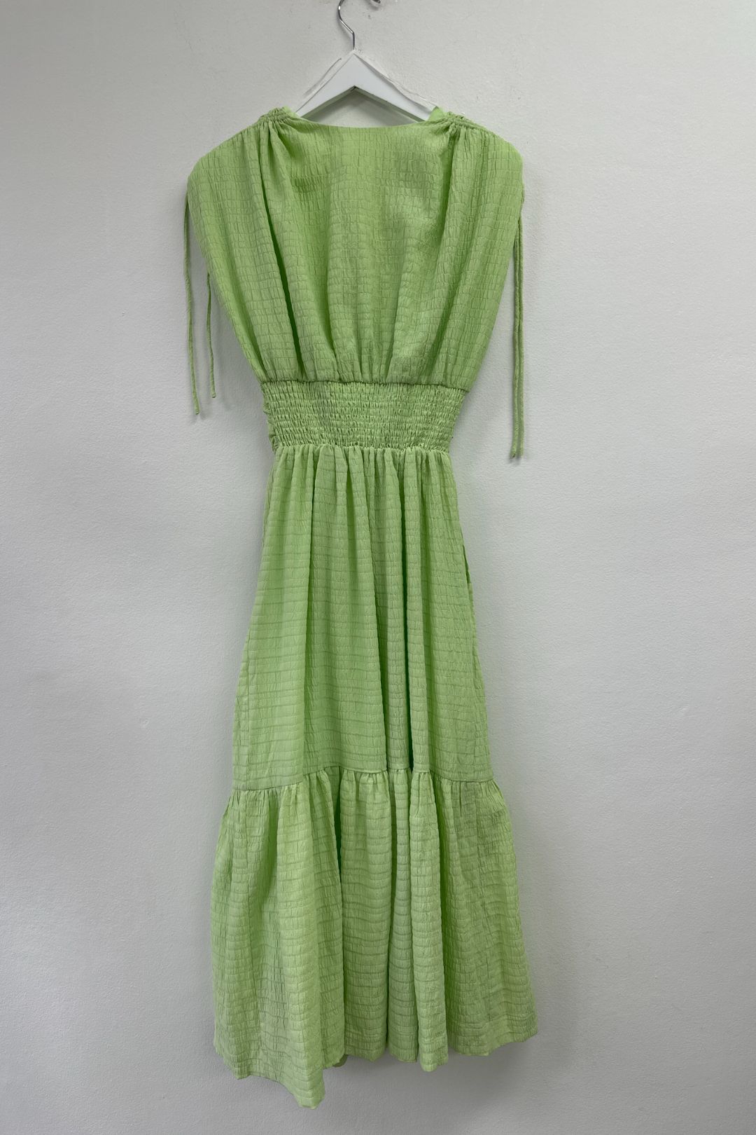 Sovere Lucid Textured Stripe Midi Dress in Green