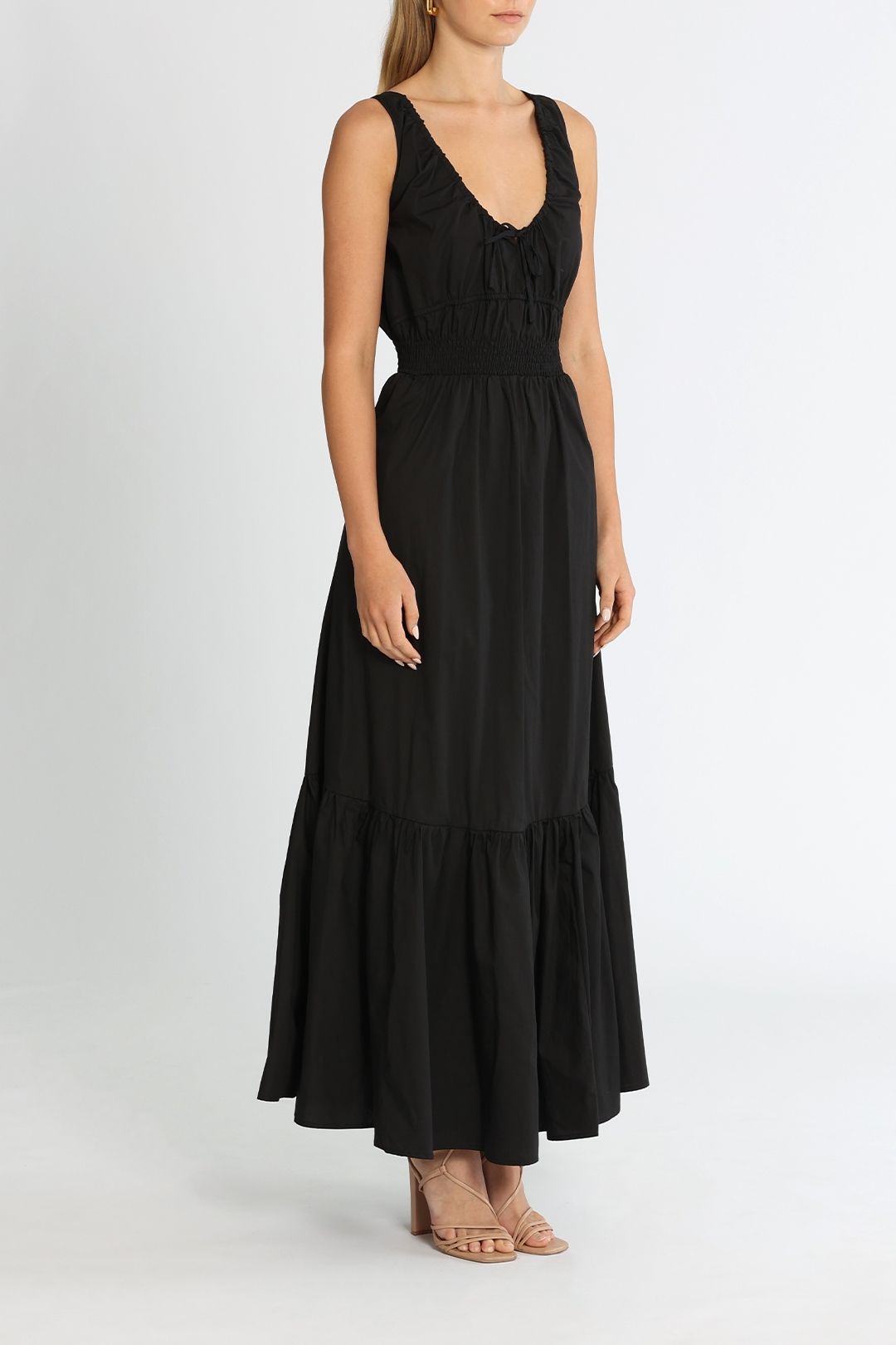 Lulu and Rose Coralie Maxi Dress Black Scoop Neck
