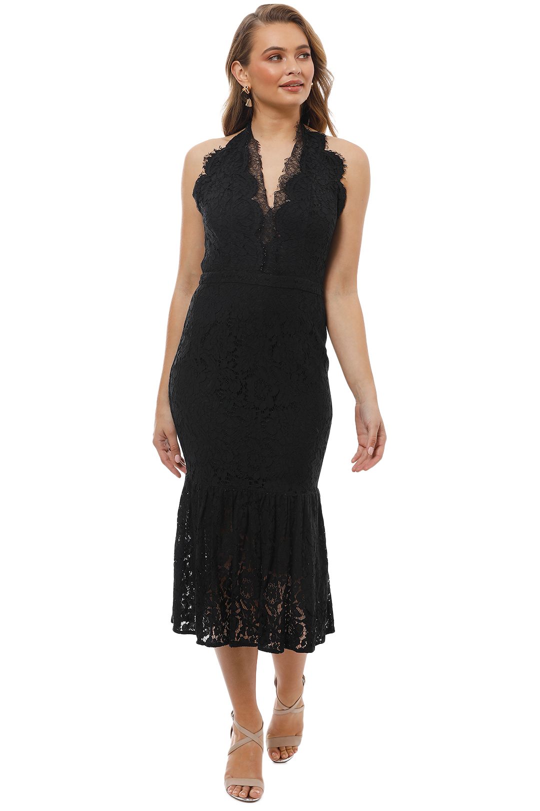 Maison Vivienne - Bitter Sweet Halter Midi Dress - Black - Front