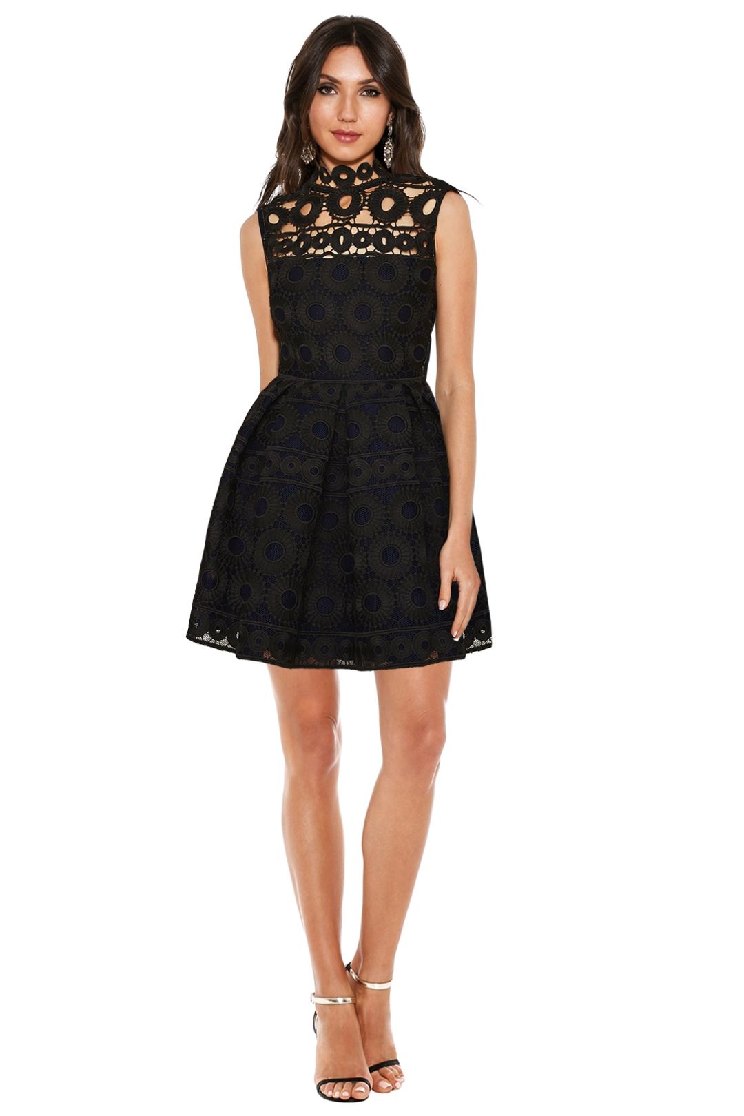 Maje - Rodeo Bonded Lace Guipure Dress - Black - Front