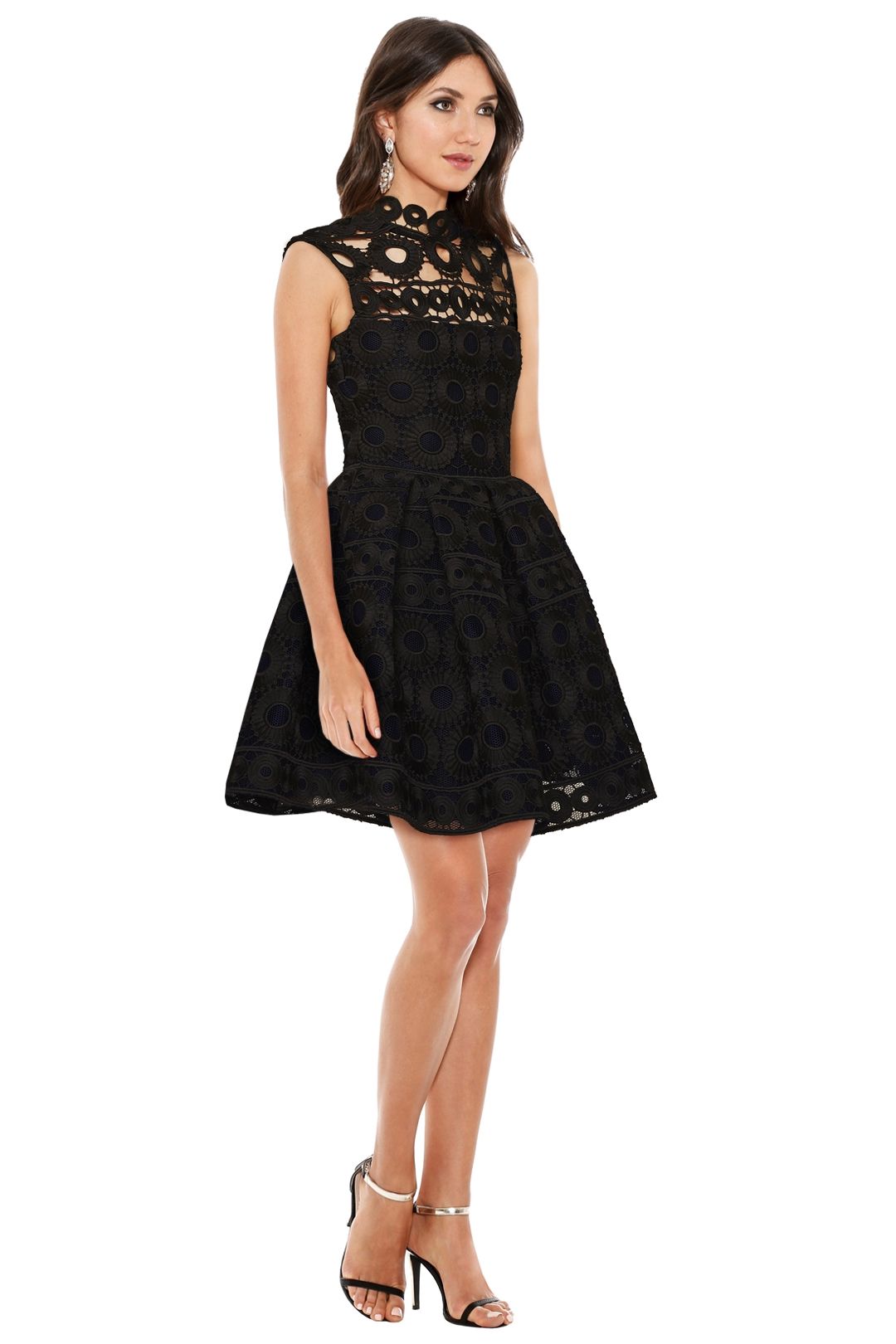 Maje - Rodeo Bonded Lace Guipure Dress - Black - SIde