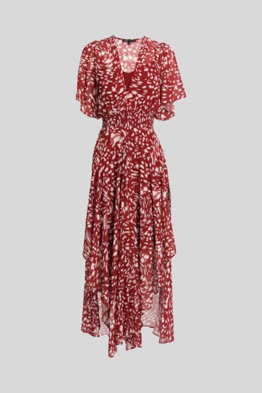 Maje - Chiffon Red Print Long Dress