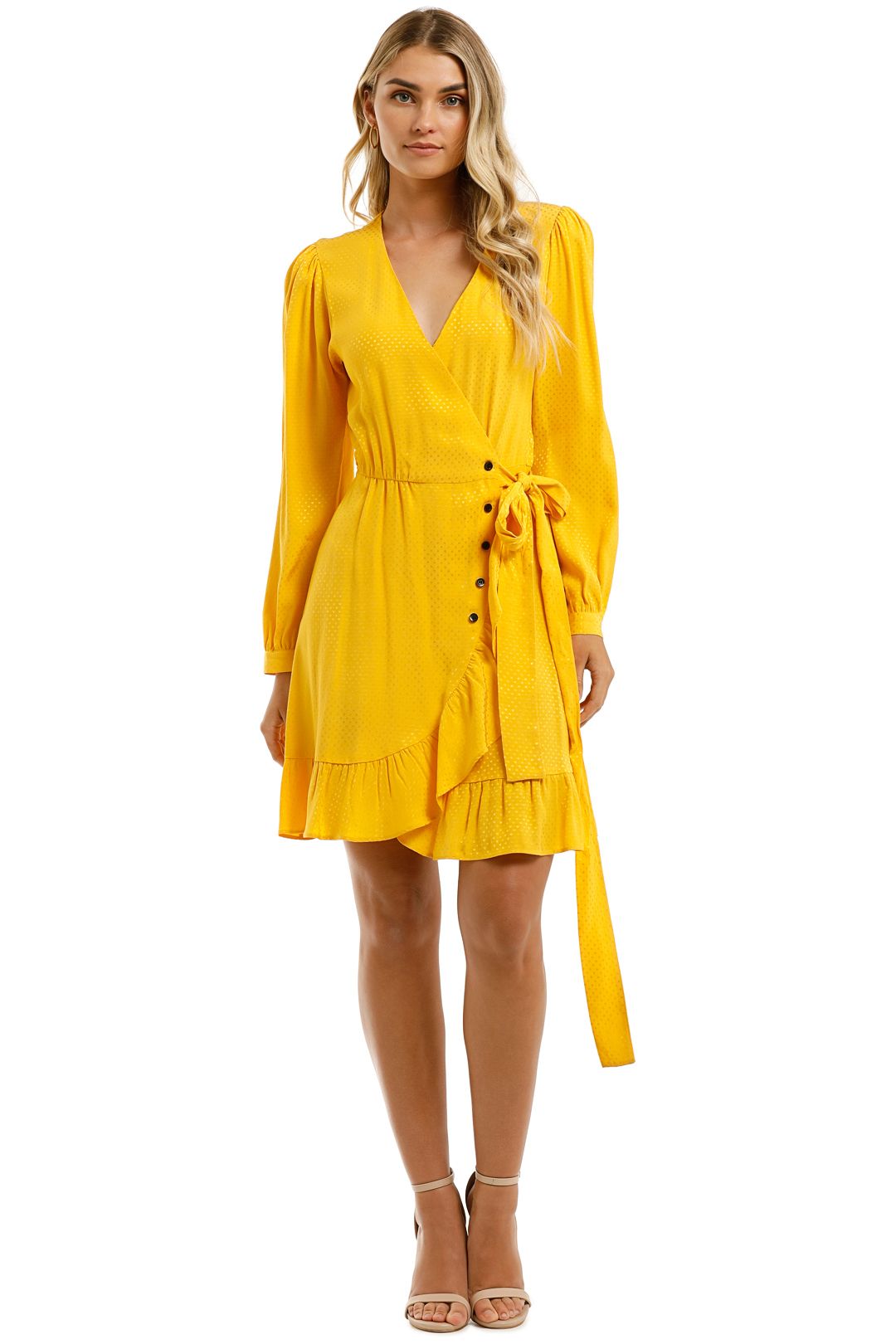 Sunny Yellow Wrap Tie Dress Maje Glamcorner