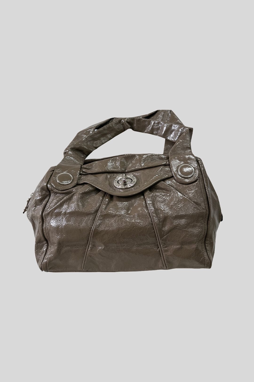 Marc by Marc Jacobs- Taupe Soft Patent Leather Turnlock Bag