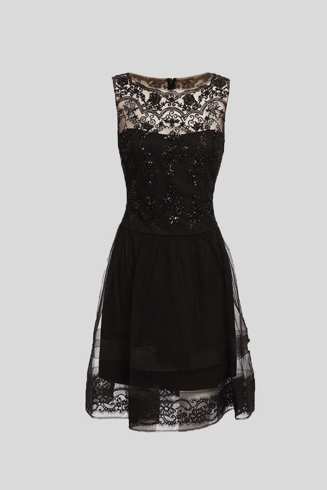Marchesa notte - Black Lace Fit and Flare Mini Dress