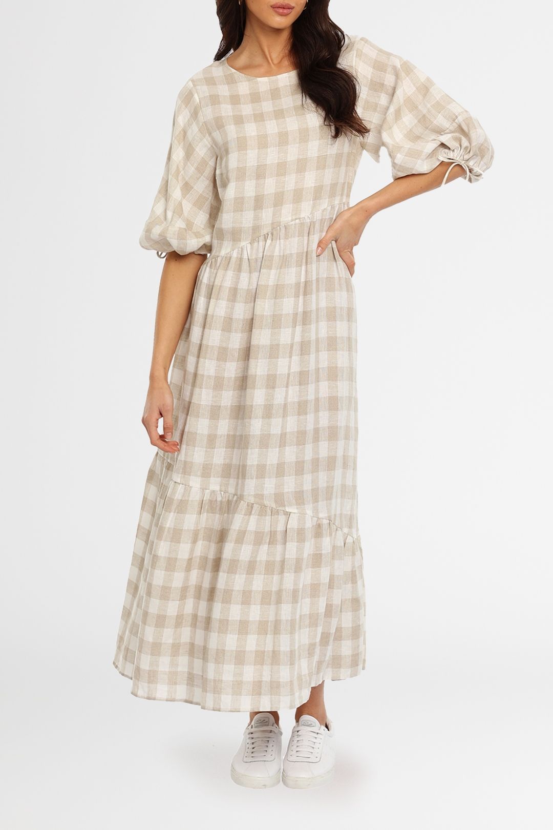 Marle Ivy Dress Beige Plaid