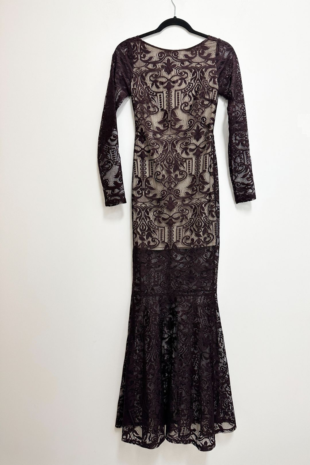 Guess Marciano Maroon Lace Long Evening Gown
