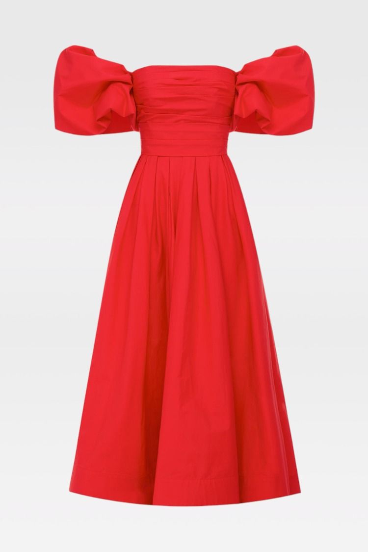 Matilda Puff Sleeve Midi Dress Scarlet