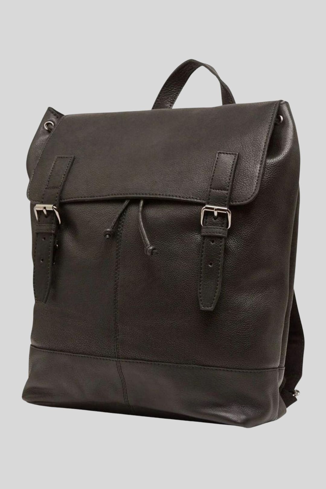 Oxford Men's Black Matt Leather Backpack