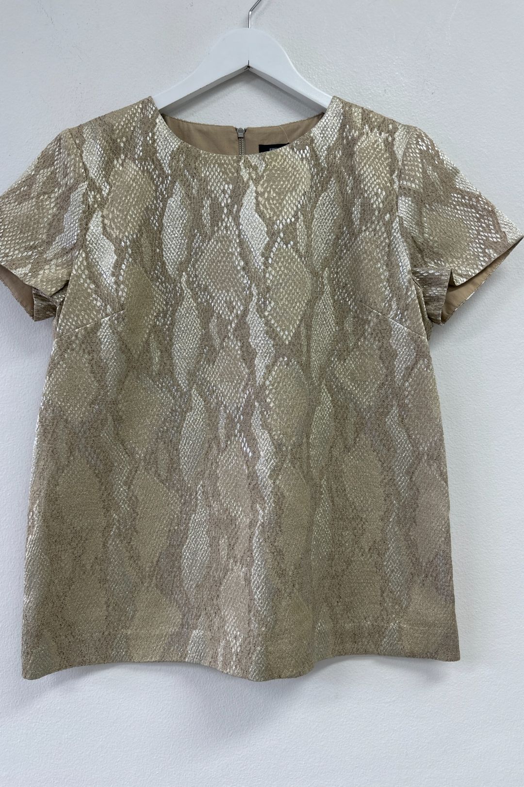 French Connection  Metallic Gold Top in Snake Print