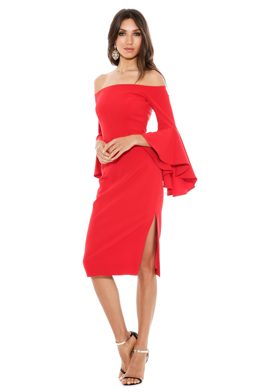 Milly - Cady Selena Slit Dress - Tomato - Front