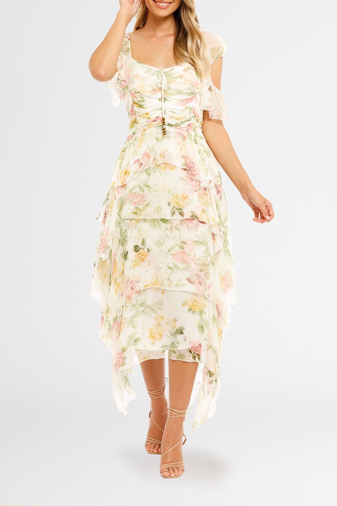 Ministry of Style Garden Party Ruffle Midi Dress floral