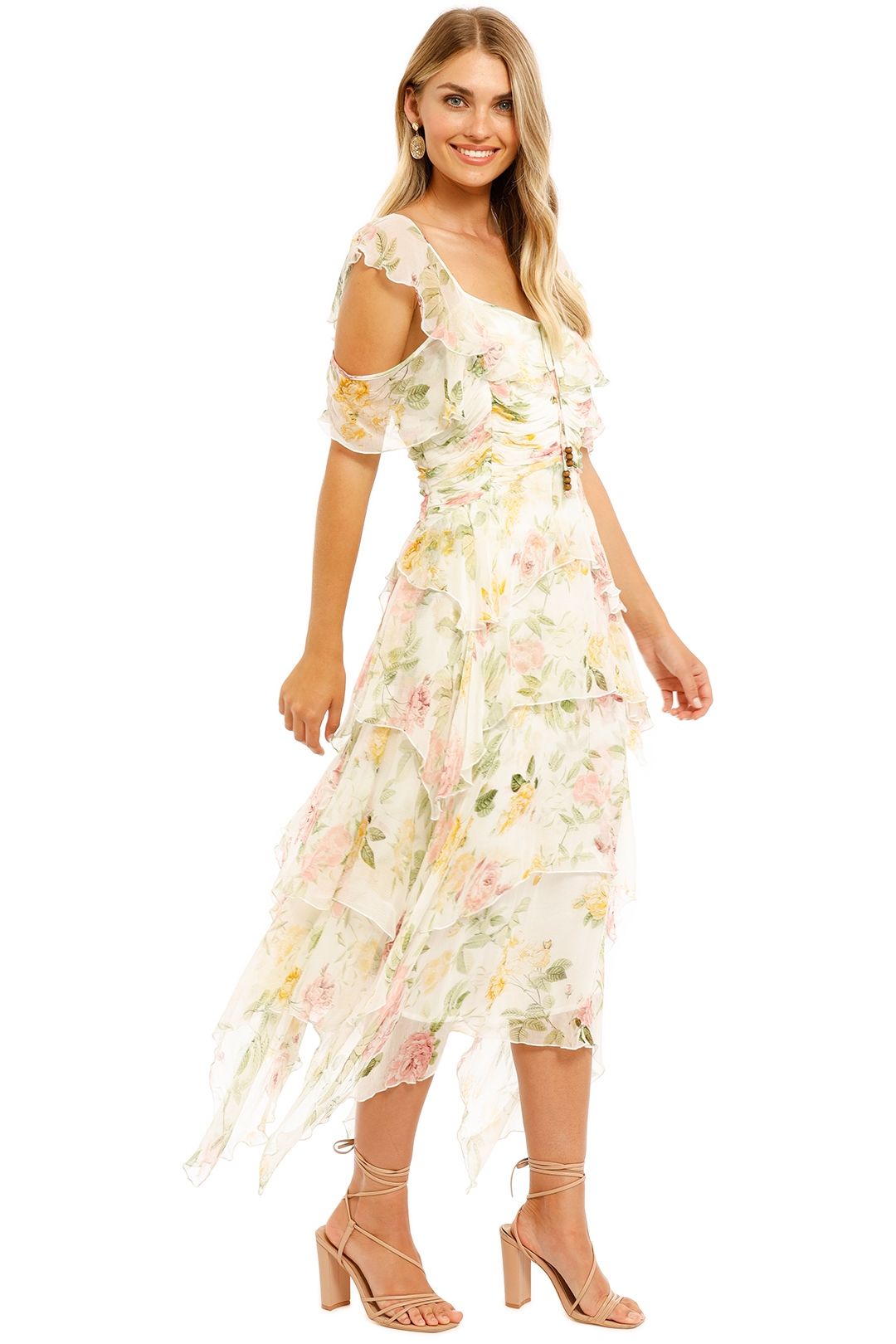 Hire Garden Party Ruffle Midi Dress | Ministry of Style | GlamCorner