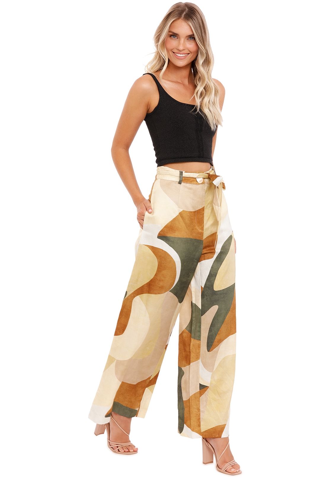 Ministry of Style Retro Resort Wide Leg Pants Abstract Print