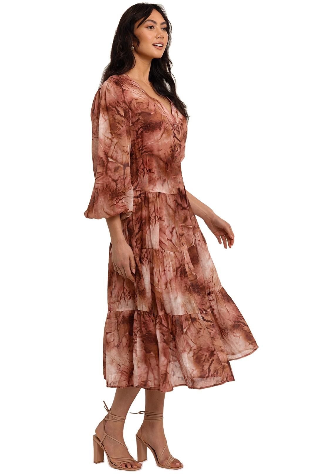 Ministry of Style Vacay Tie-Dye Midi Dress Tiered No Belt