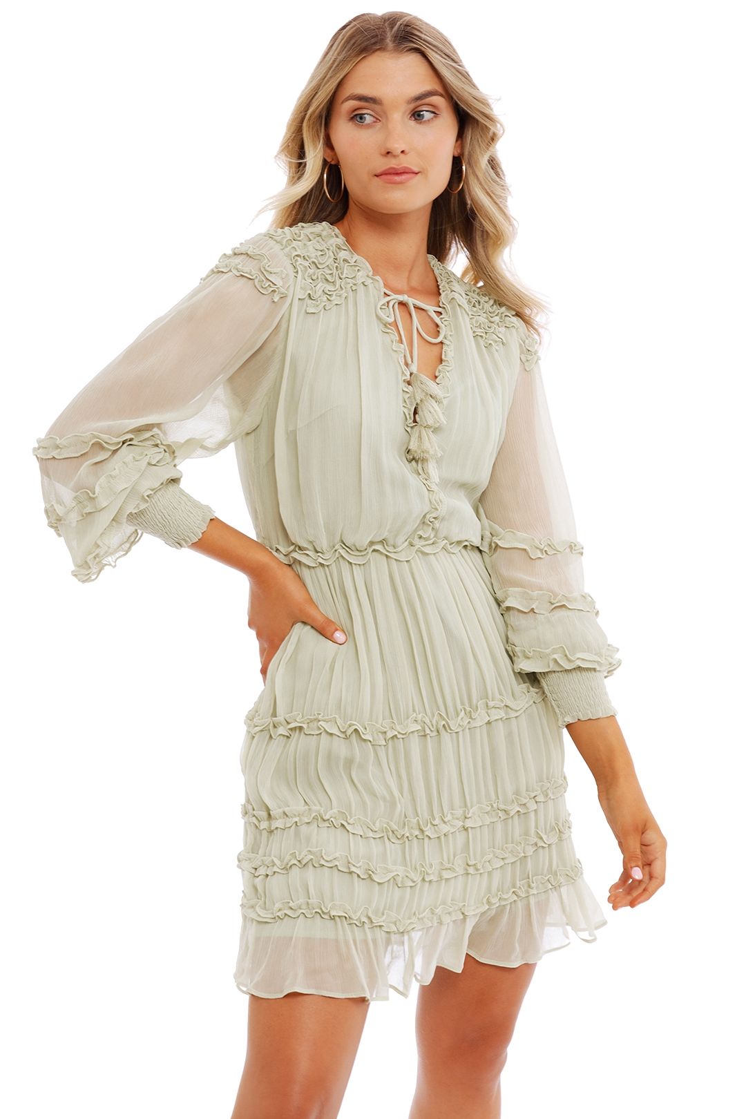 Ministry of Style Vintage Dreams Mini Dress Sage green