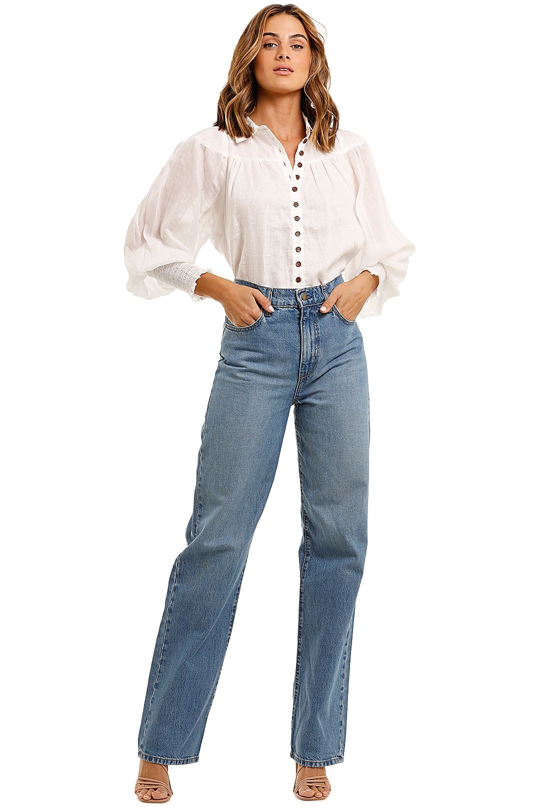 wrangler shirred blouse