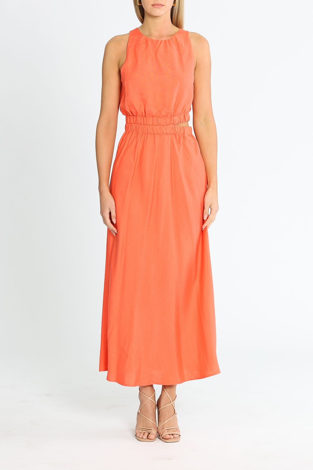 Hire abrea midi dress mink pink glamcorner