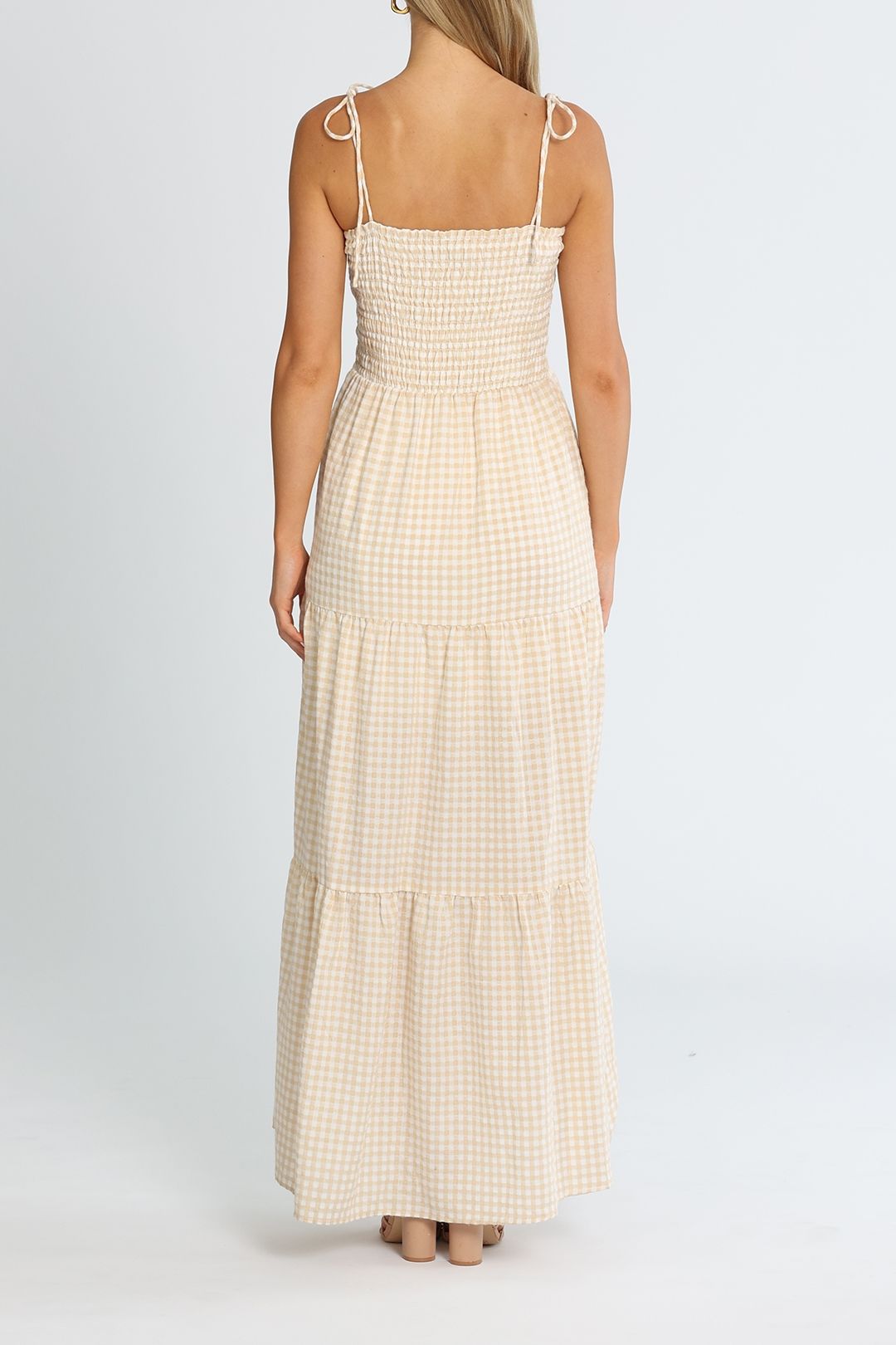 Mink Pink Abu Shirred Bust Maxi Dress White Sleeveless