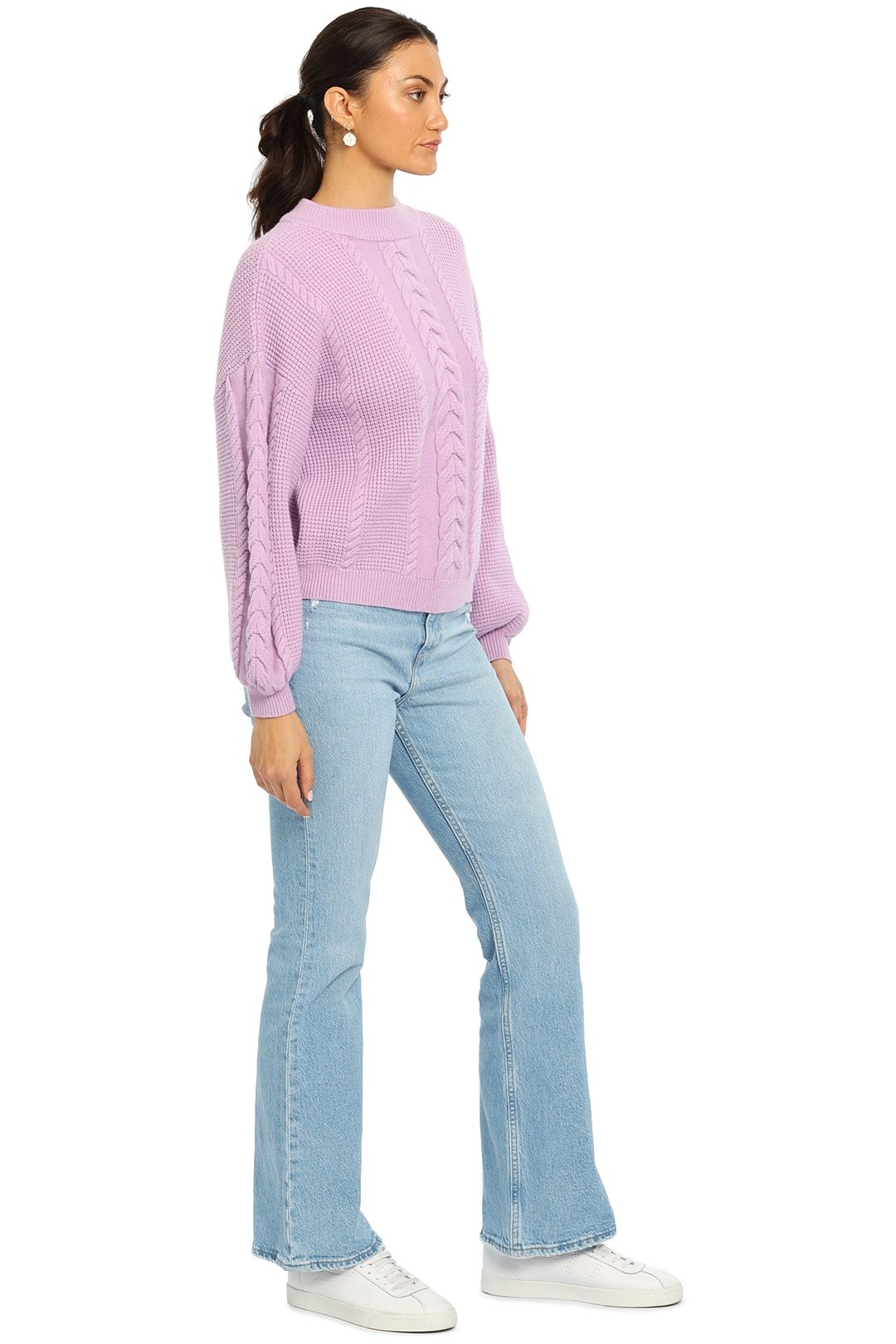 Mink Pink Mindy Cable Knit Jumper Lilac