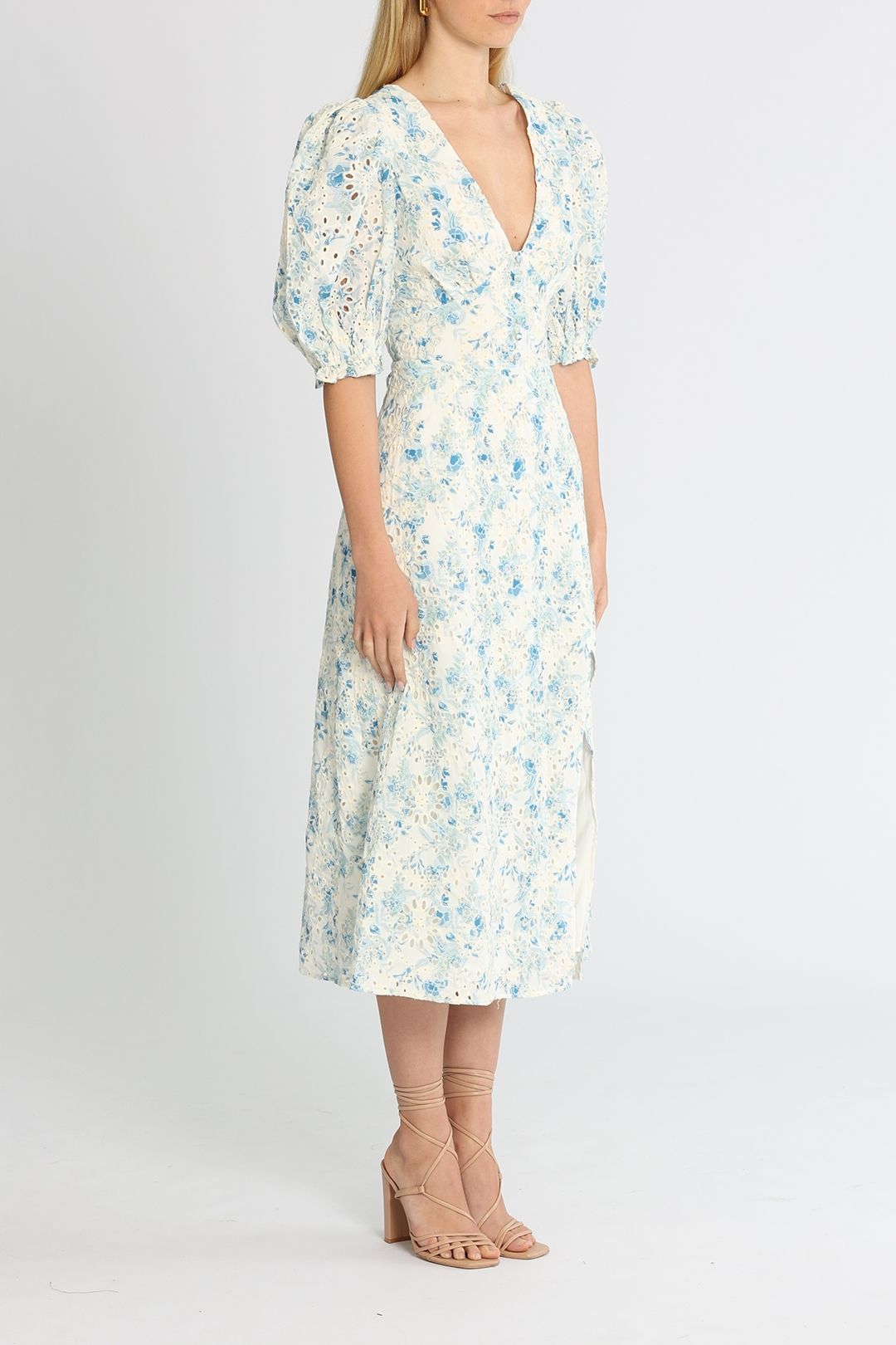 Mink Pink Zephyr Midi Dress Balloon Sleeves