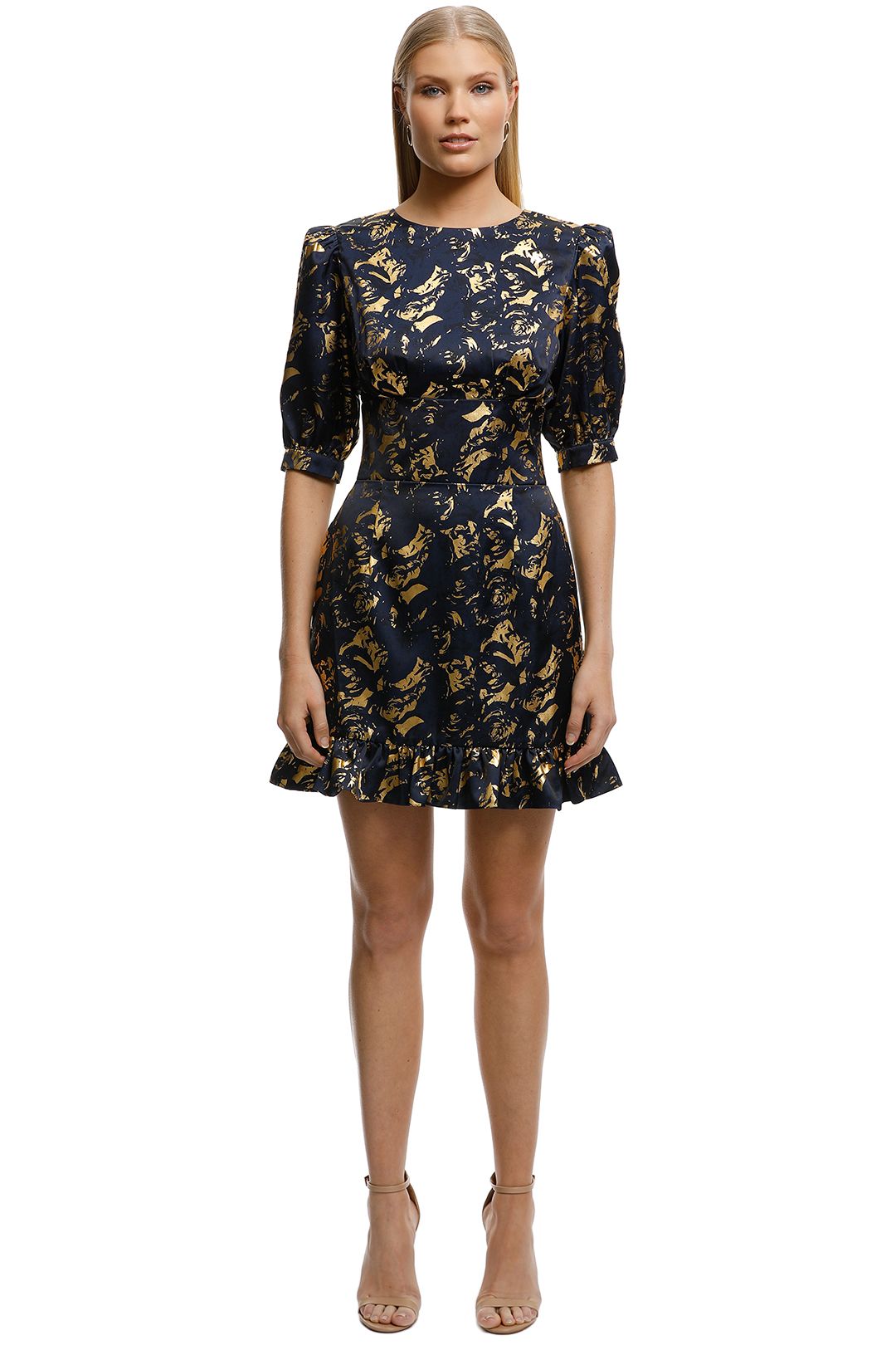 Misha-Collection- Havannah-Printed-Dress-Black-Gold-Front