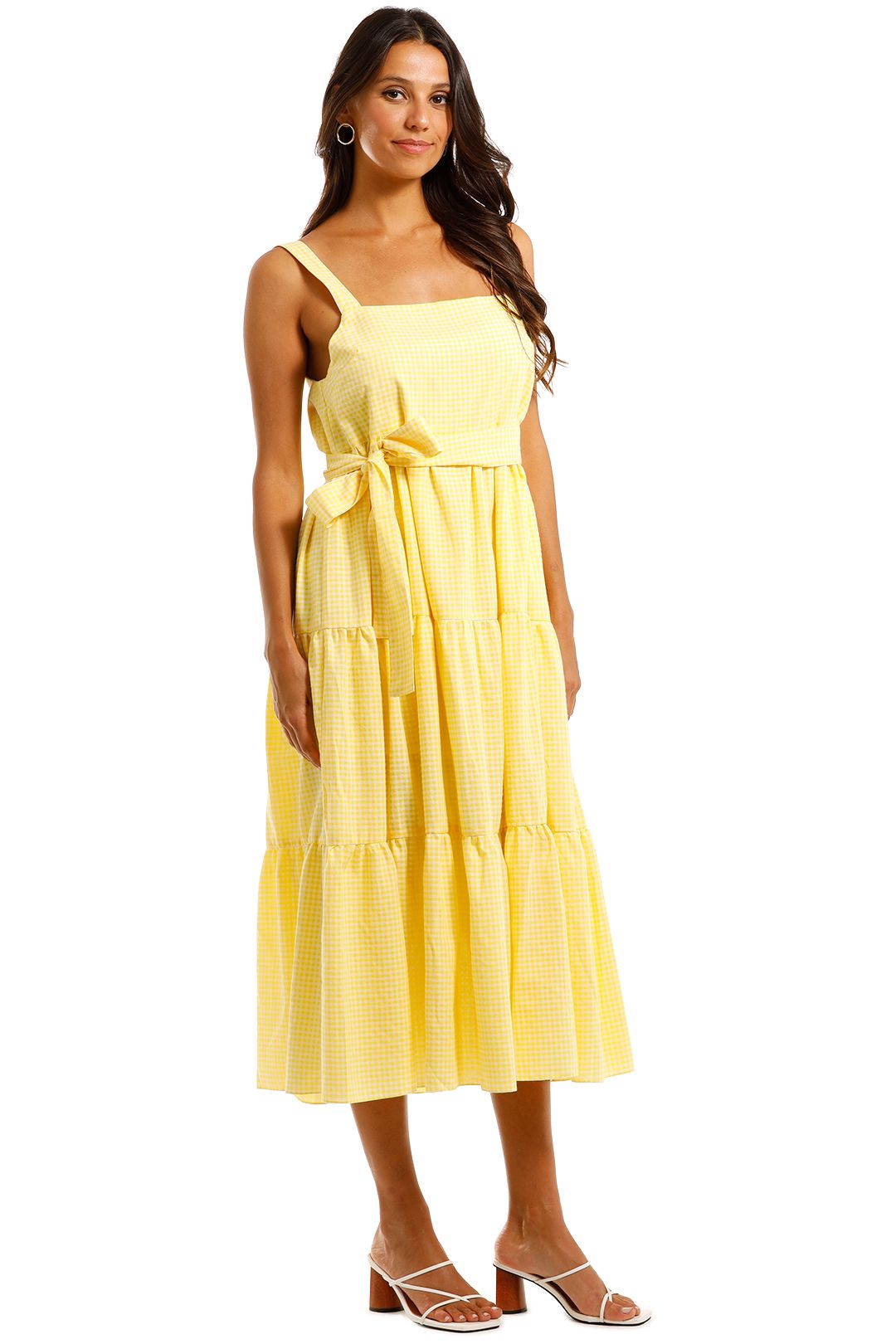 MLM Label Flora Midi Yellow Check Full Skirt
