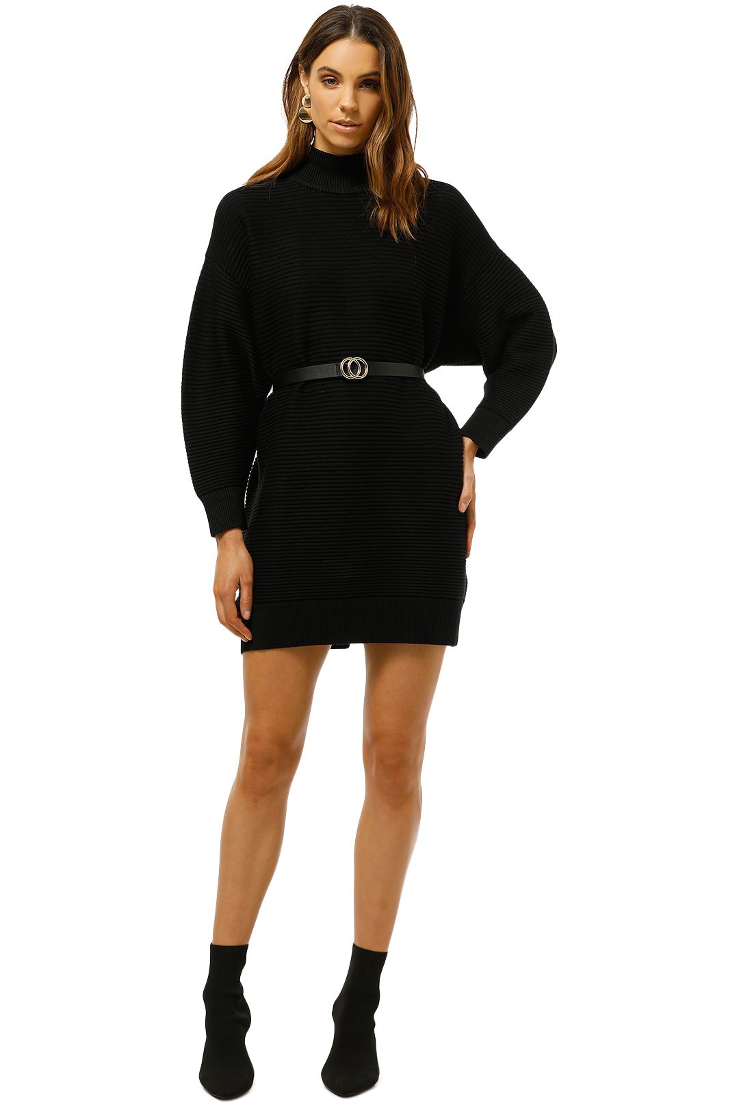 MNG-Long-Knit-Sweater-Black-Front