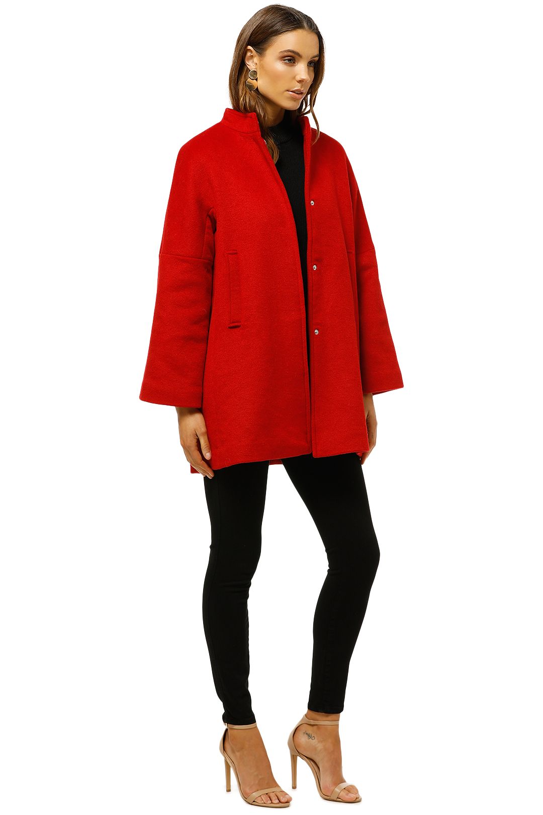 MNG-Pocketed-Wool-Coat-Red-Side-Open