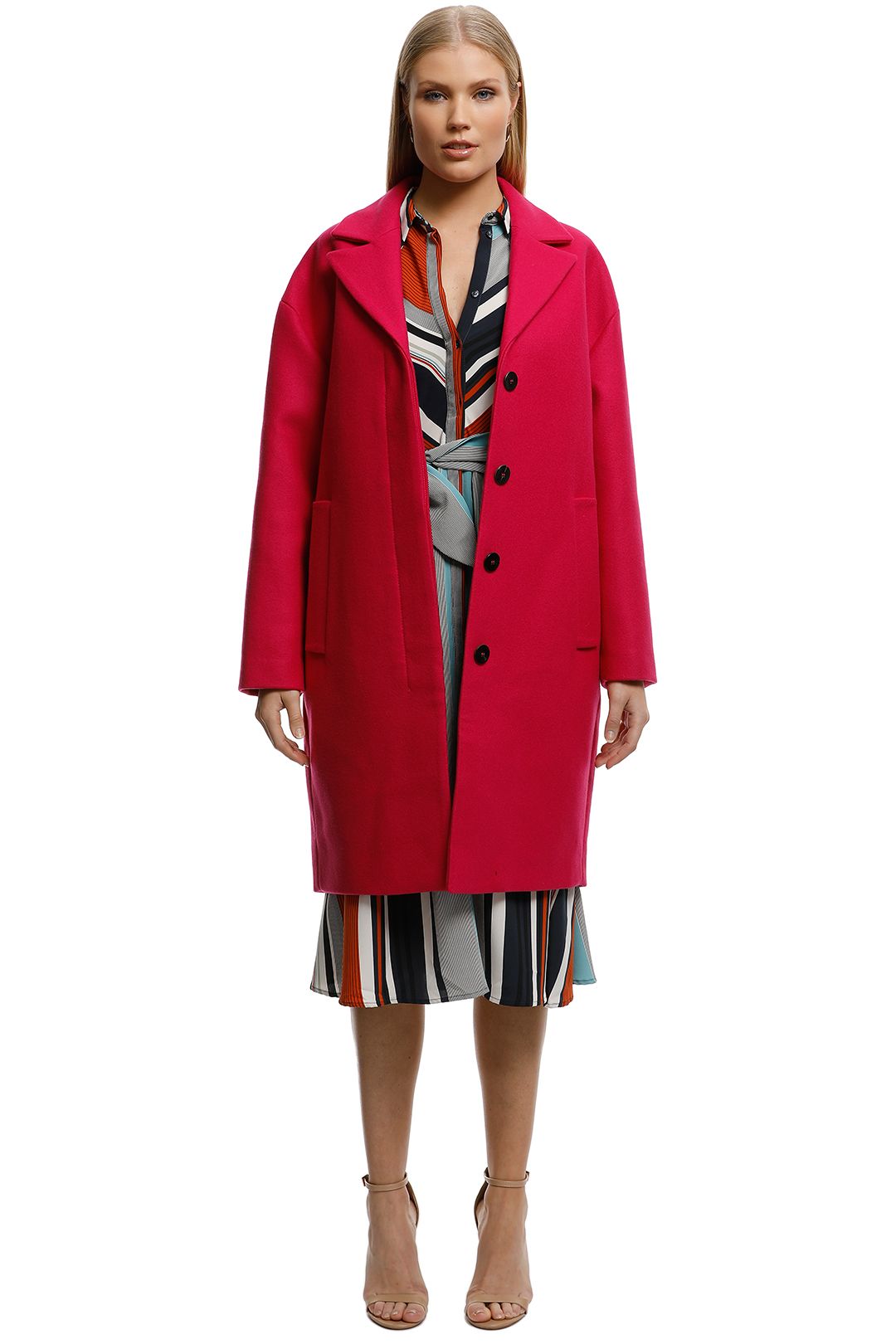 Image of MNG - Unstructured Wool Blend Coat - Fuchsia