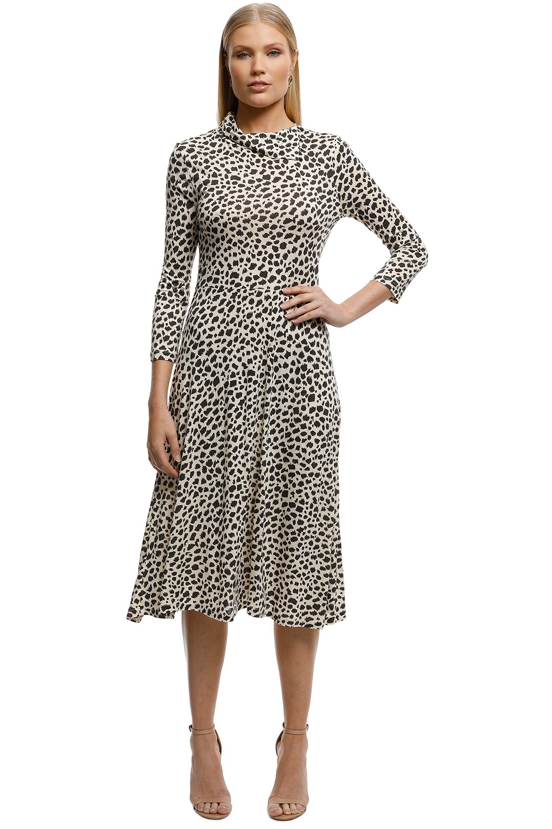MNG - Animal Print Dress - Brown - Leopard - Front