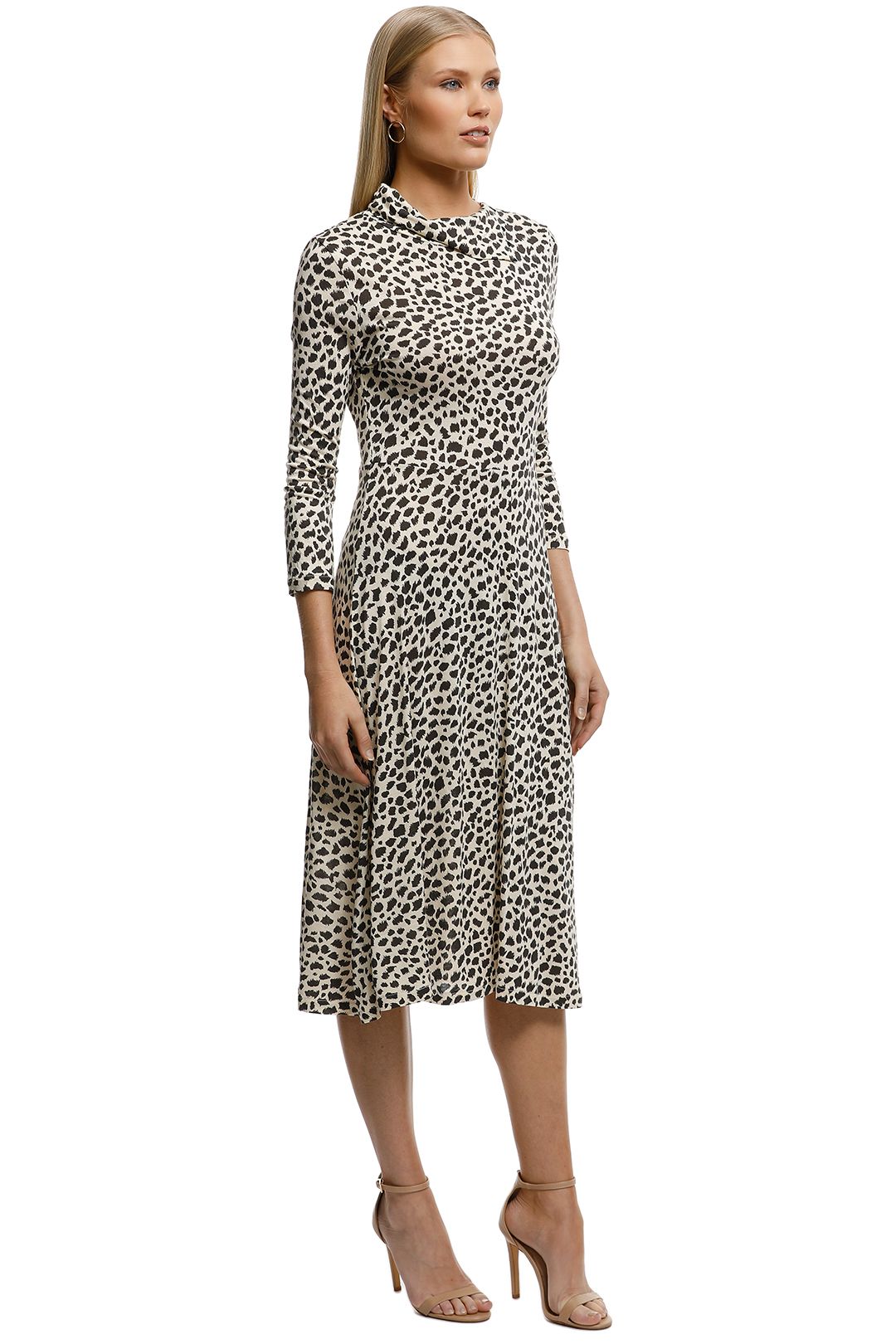 MNG - Animal Print Dress - Brown - Leopard - Side