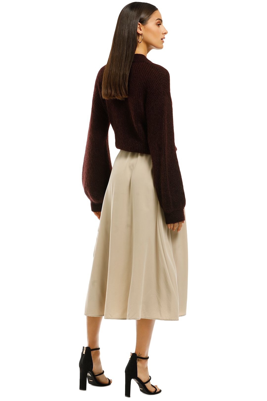 MNG - Buttoned Midi Skirt - Ivory - Back
