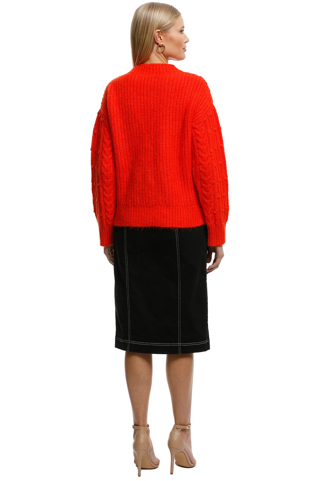 MNG - Contrasting Knit Sweater - Orange - Back