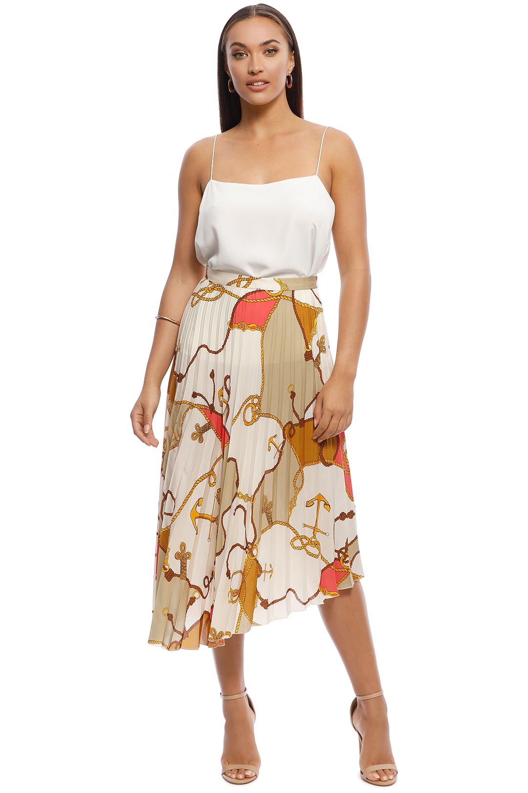 MNG - Naomi Chain Print Skirt - Brown - Front