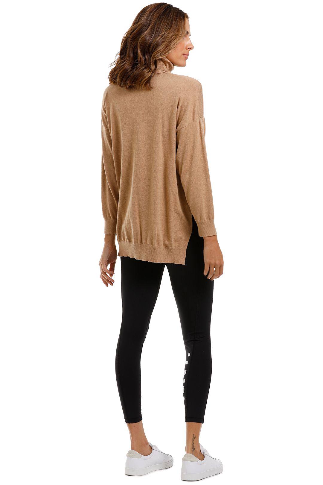 Contrasting Bands Sweater in Tan by MNG for Hire GlamCorner
